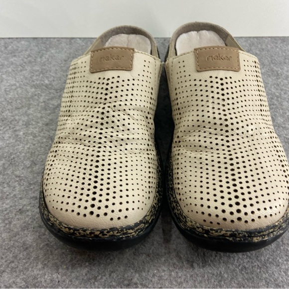 Rieker “Daisy” Cream Leather Slip On Clog Women’s Size 40 or US 8.5-9 - Picture 2 of 10